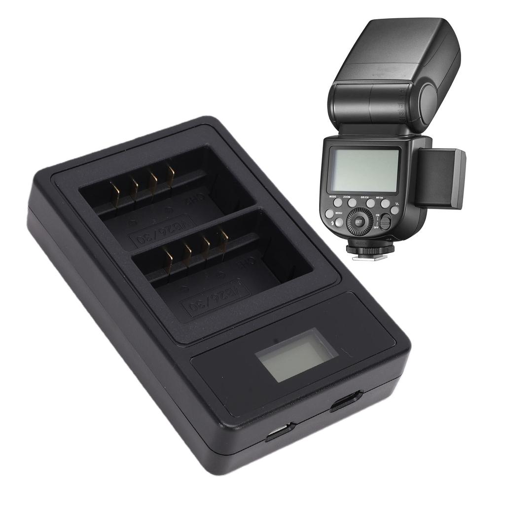 Camera Flash Charger Fit for VB26 VB26B VB30 Battery 5Wx2 Camera Flash Dual Battery Fast Charger with Smart Display