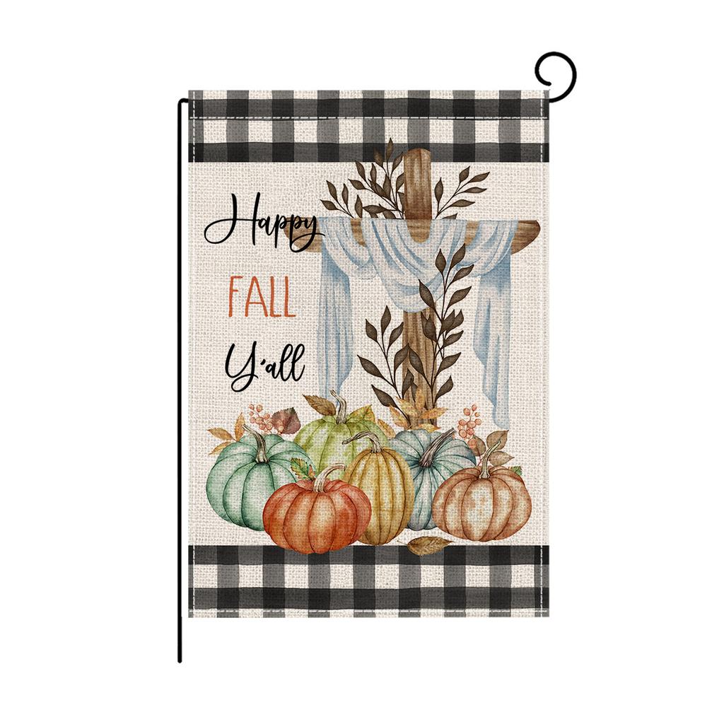 Flax Garden Flag Autumn Pumpkin Double-sided Printed Garden Decoration Small Flag Outdoor Display Flag