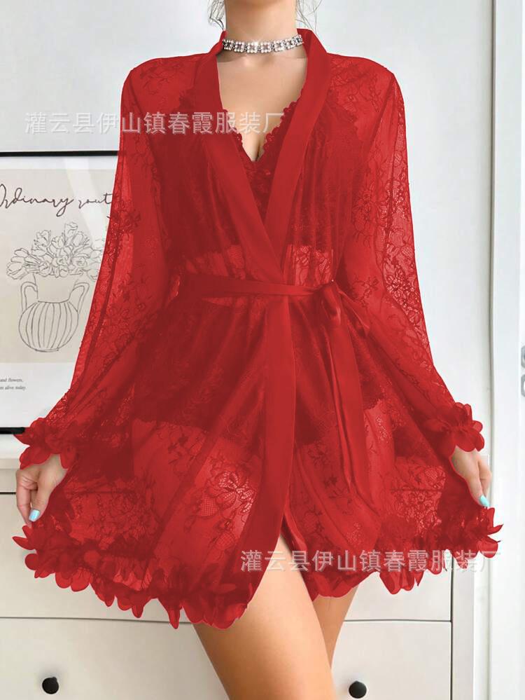 Sexy Large Size Erotic Underwear Suspender Loose Version Home Pajamas French Solid Color Sexy Suit