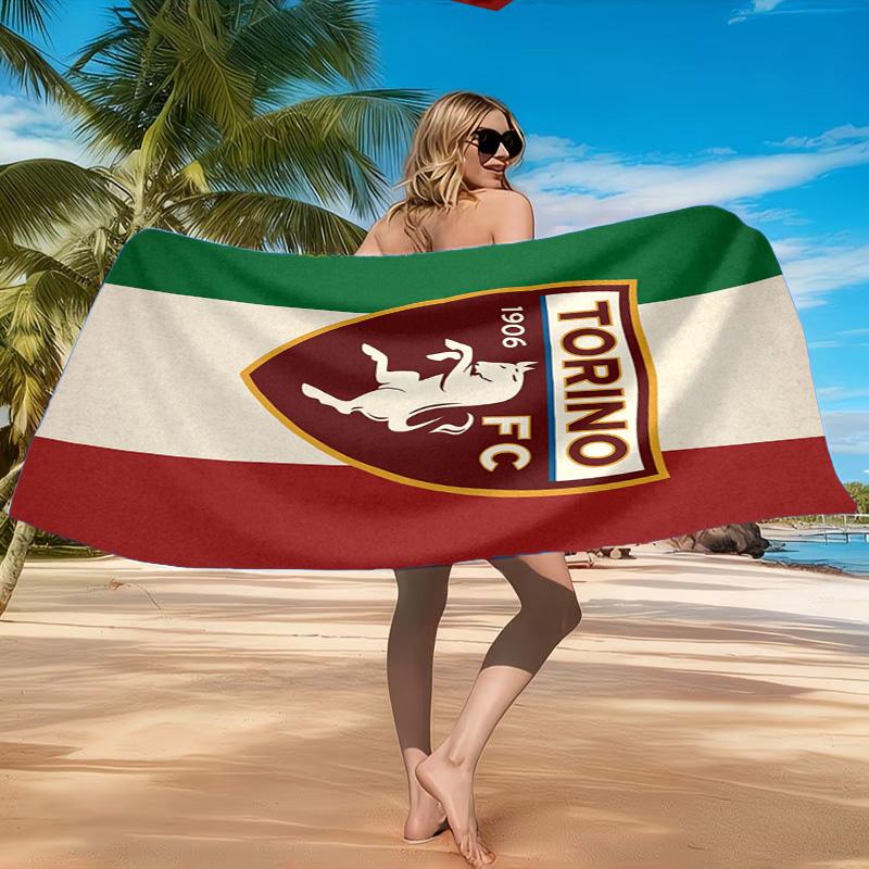 Asciugamano da Spiaggia con Stemma Torino Fc, Asciugatura Rapida, Facile da Curare, Adatto sia per il Fitness che per le Vacanze al Mare, Essenziale per lo Sport