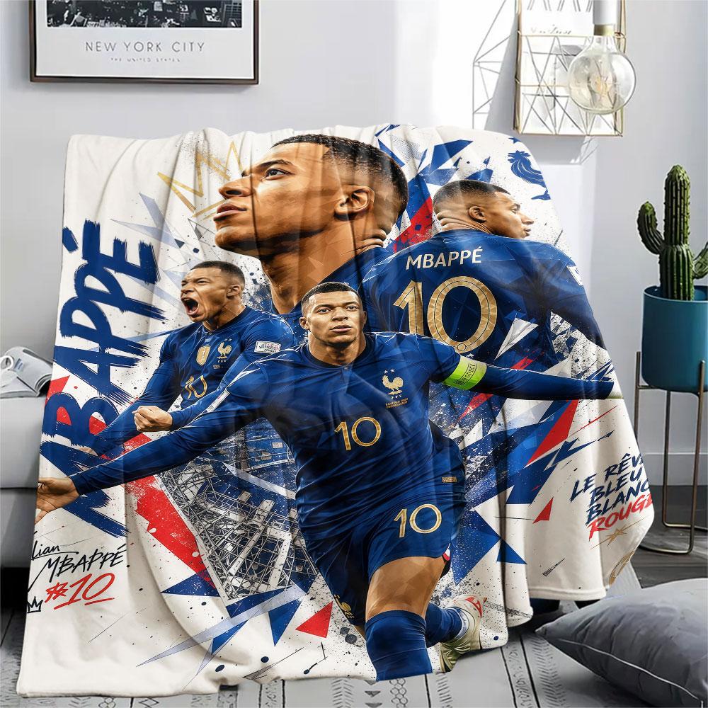 1PC France National Football Team Patterned Flannel Blanket Suitable For All Seasons for Home Decor Warmth and Comfort Gifts Holiday Present