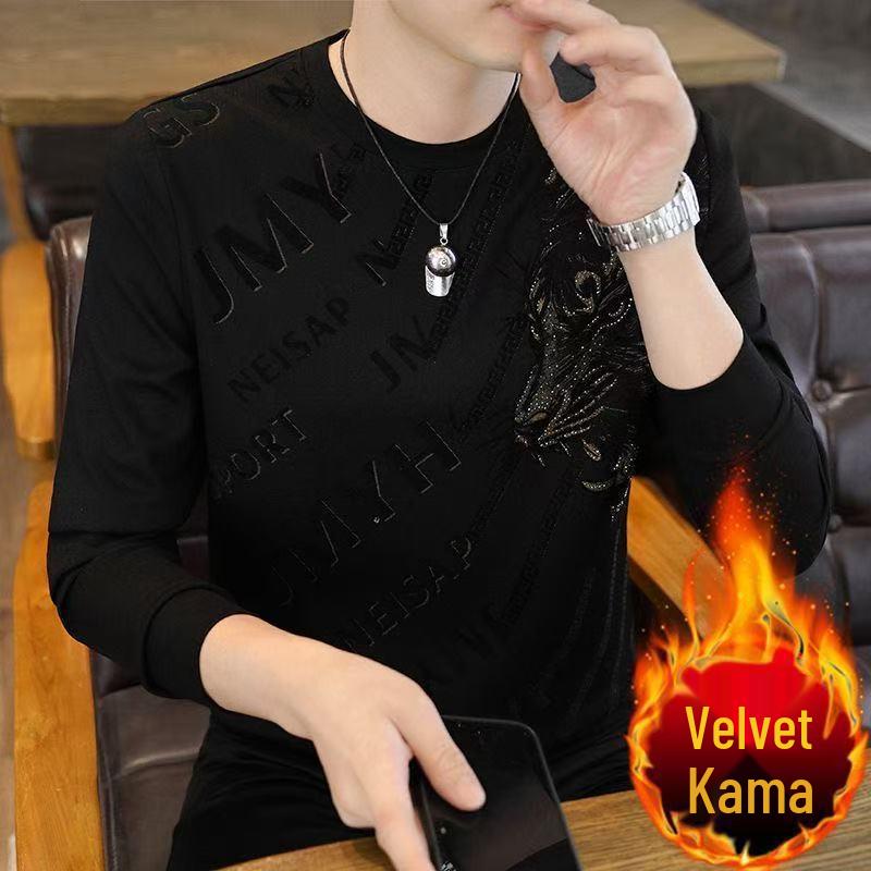 Men s Casual Loose Velvet Round Neck Long Sleeve Hoodie for Autumn/Winter 5XL