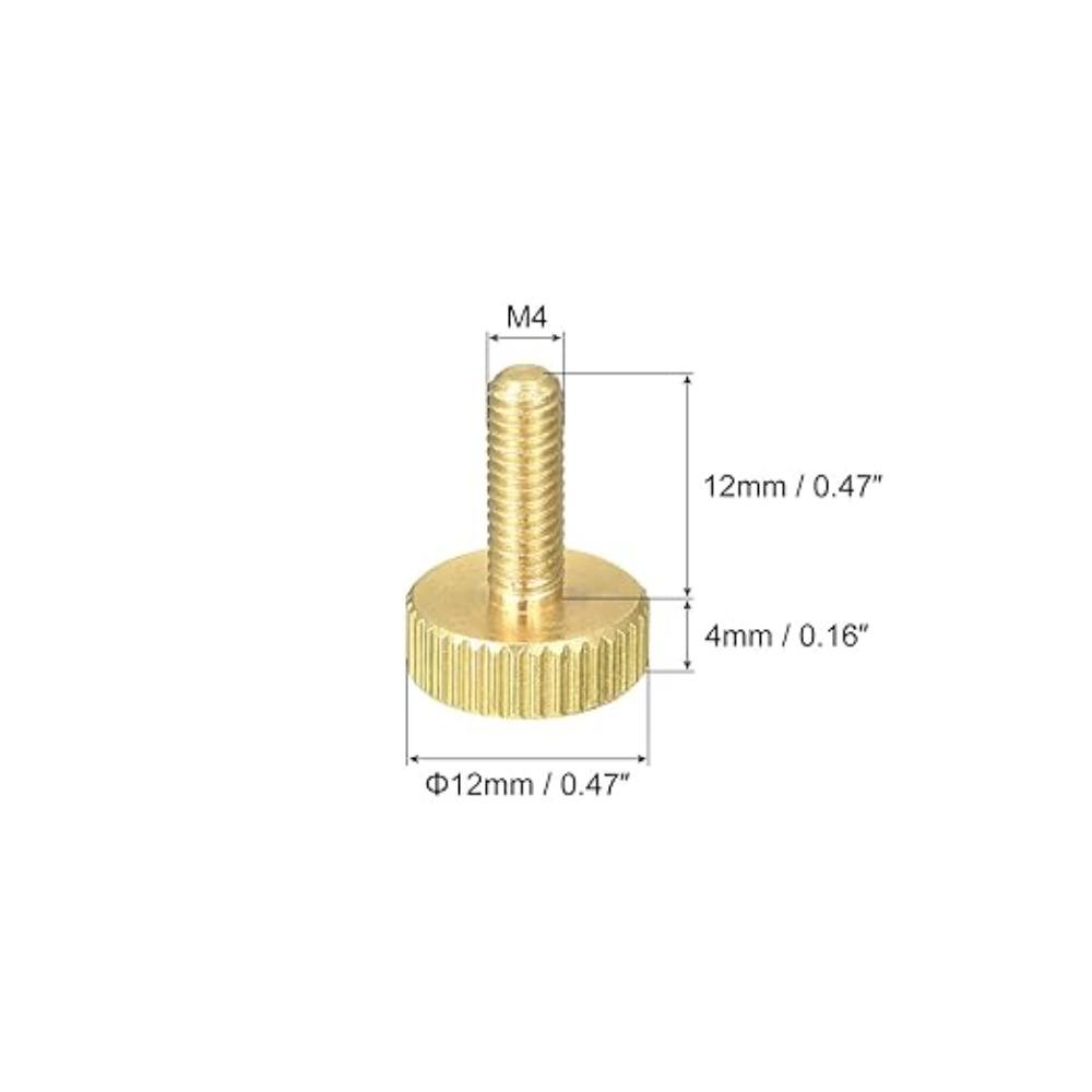 5pcs Copper Flat Head M4x 6-14mm Hand-Tightened Screws Fasteners Knurled Thumb Screws