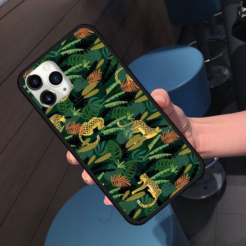 Tropical Plant Leopard Phone Case for iPhone 11 12 Pro XS MAX 8 7 6 6S Plus X 5S SE 2020 XR