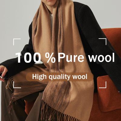 Autumn And Winter New Women'S 100% Wool Scarf With A High-End Feel, Simple And Versatile Plaid Shawl, Elongated Scarf For Men