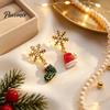 Charming Winter Theme Earrings 1 Pair Christmas Earrings, Sparkling Snowflake Red Santa Hat Green Fashion Jewelry for Holiday Season Stocking