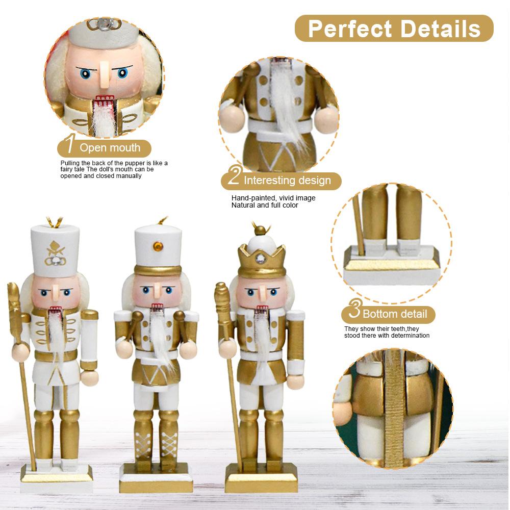 4/6Pcs 12CM Christmas Nutcracker Platinum Soldier Color Puppet Christmas Decoration small gift pendant Creative home pendant