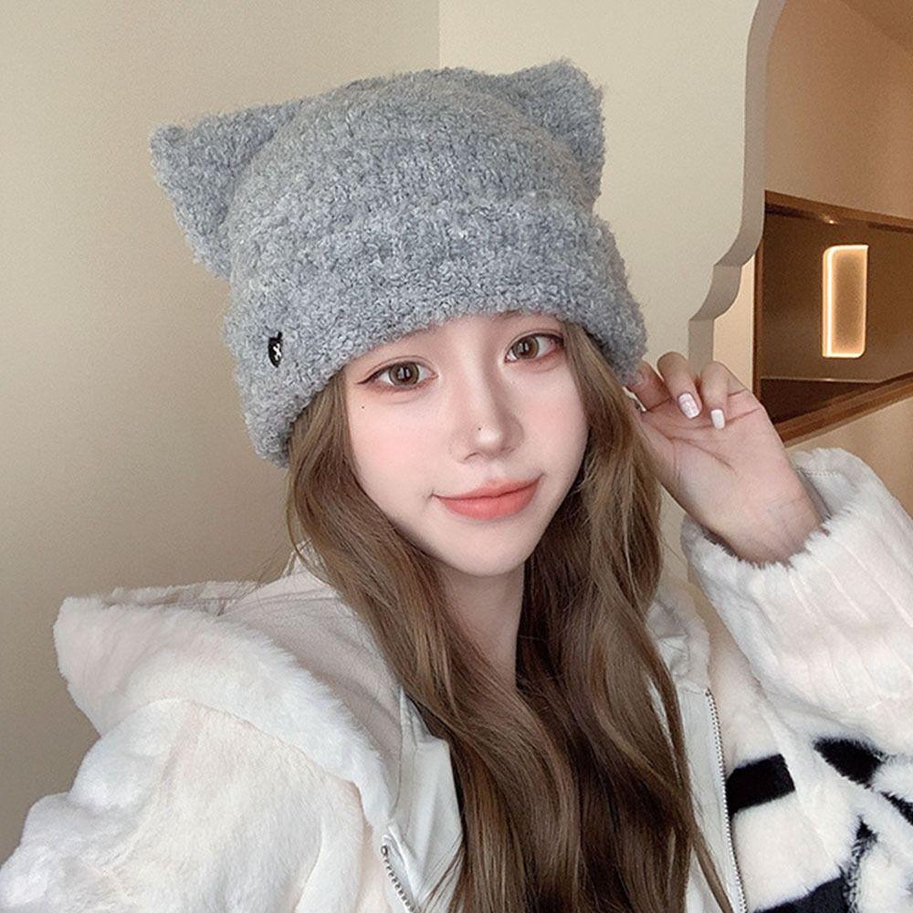 Warm Beanie Hat Fluffy Pullover Hats Winter Earmuffs Cap  for Women