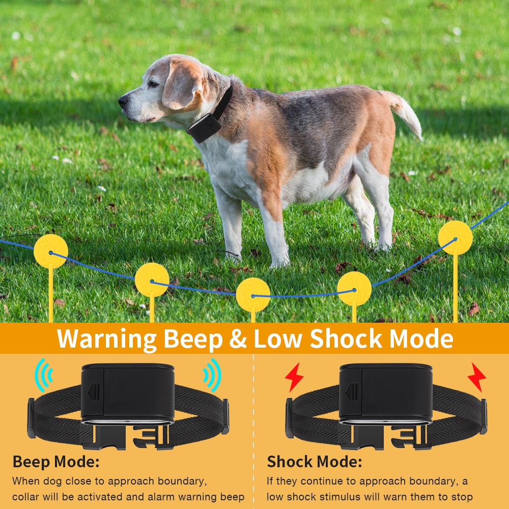 023 Dog Electric Fence Shock Training Collar Electronic Pet Fencing System Adjustable Control Range Wired Containment System