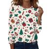 Women's Fashion Casual H Printed V-Neck Long Sleeve Decorative Button T-Shirt Tops