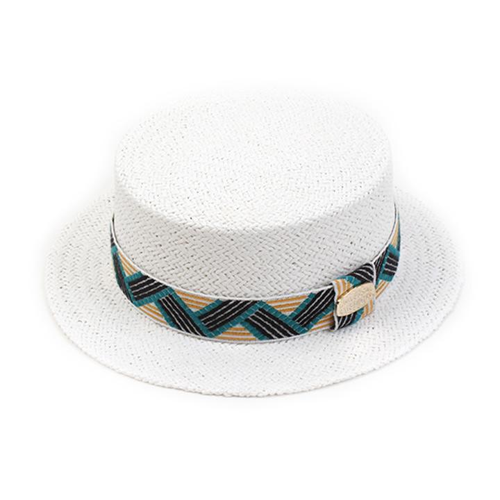 Yunibeosyeolkemiseuteuli Cool Line White Flat Short Panama Hat Summer Fedora
