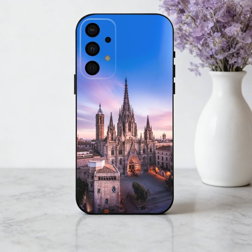 A-Architectural scenery of B-Barcelona Phone Case For Samsung Galaxy A73,A72,A71,A70,A53,A52,A51,Soft Silicone Black Cover