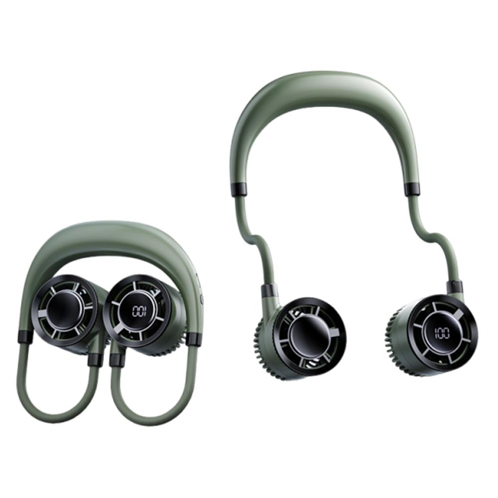 

Гибкий на 360° шейный вентилятор с подвесом, 4 регулируемые скорости, носимый шейный вентилятор, охлаждающий ремень для шеи, для спортзала зелёный