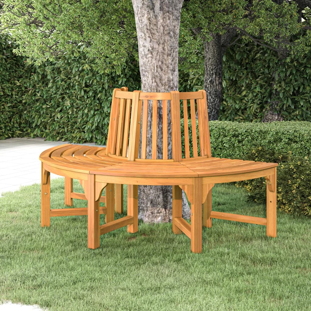 Panca ad Albero Semicircolare Ø160 cm Legno Massello di Eucalipto