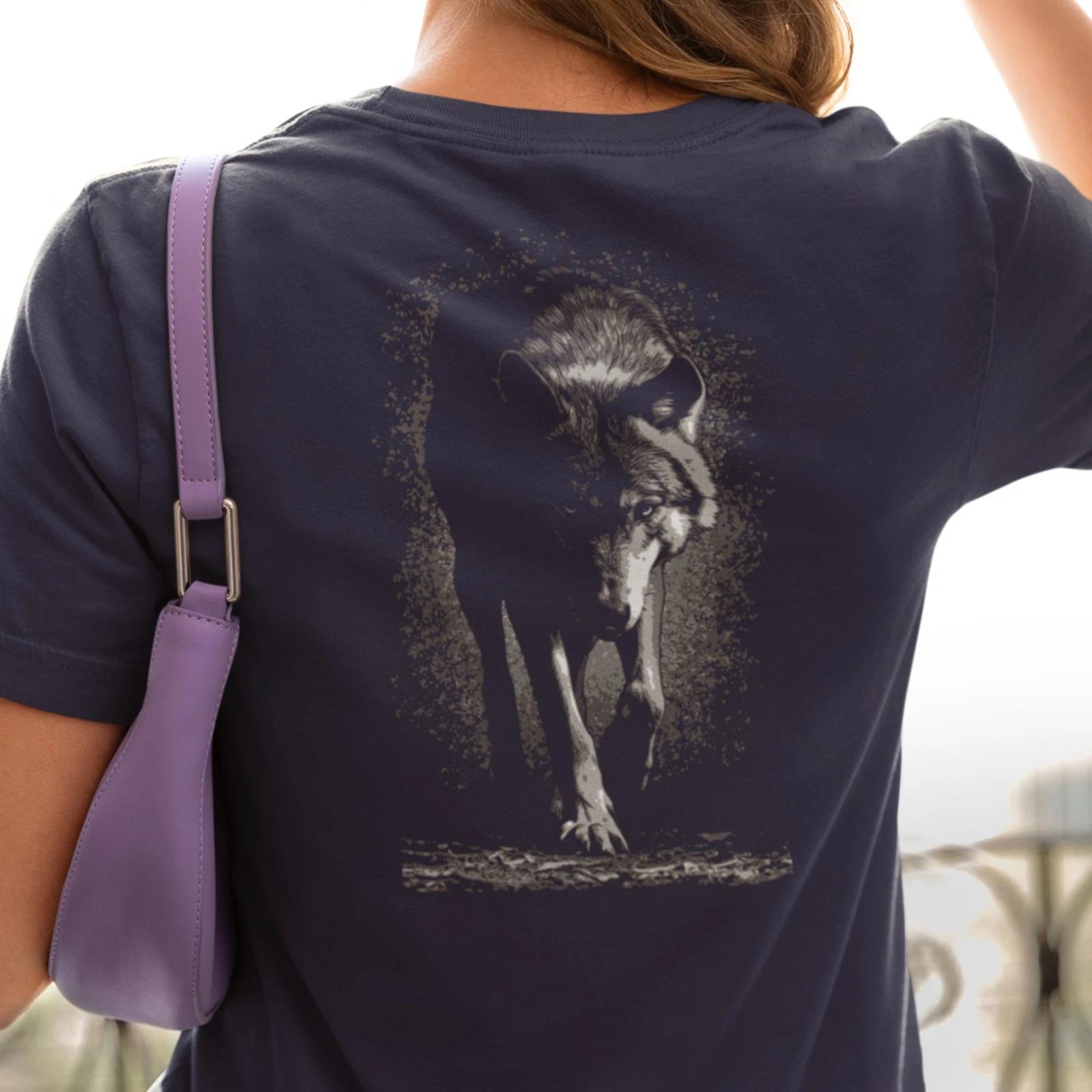 

Stalking Wolf Unisex t-shirt - A hunting gray wolf image on back of shirt 4XL