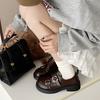 Autumn college style small leather shoes women's new round head thick heel platform Mary Jane shoes