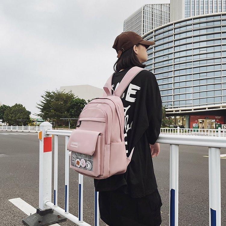 Schoolbag female Korean version four-piece ins Mori versatile campus cool elementary school junior high school high school large capacity backpack