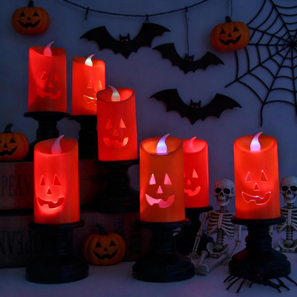 LED Halloween Pumpkin Candle Lamp - Creative Ornament and Night Light for Festive Decoration