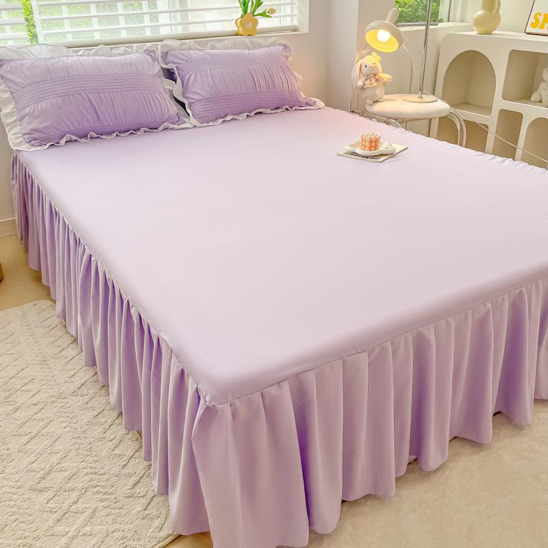 Bedroom Household Single-piece Sanding Bed Skirt Solid Color Skin-friendly Bedspread Bed Cover Bedroom Student Dormitory Sheets