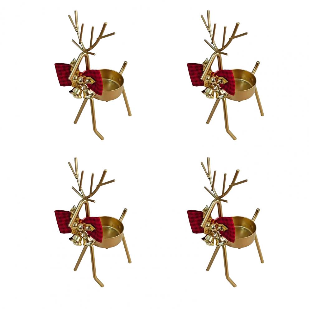 Christmas Reindeer Candle Holder Elegant Gold Christmas Reindeer Tealight Candle Holder for Table Window Decor Festive Holiday