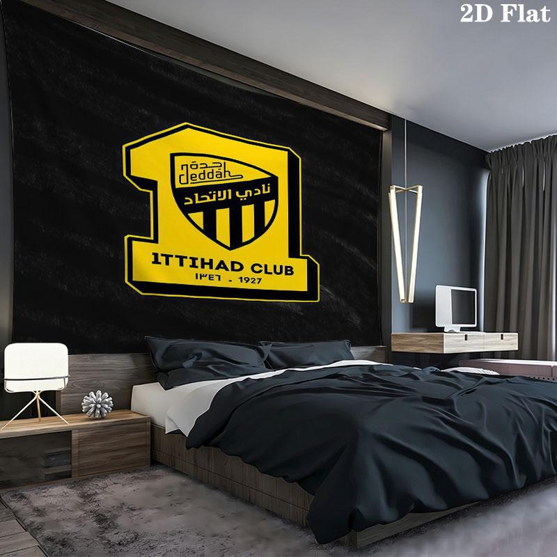 Al-Ittihad FC Wall Tapestry Aesthetic Wall Hanging Printed Fabric Blanket Decorative Tapestries for Bedroom Living Room Home Decor