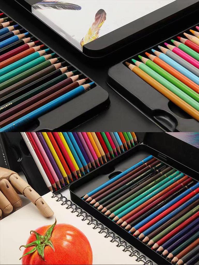 NeoNio Professional Water-Soluble Oil-Based Colored Pencils Set, 100 & 120 Colors in Iron Box for Hand-Painting