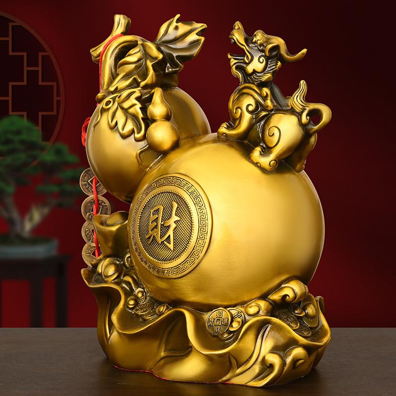 Pure Copper Ornament Fu Lu Home Office Shop Front Desk Decoration Housewarming Gift Gourd Pixiu
