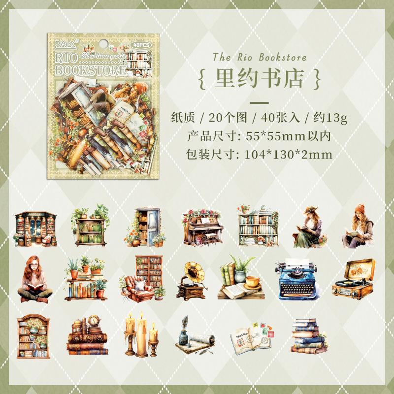 40 pcs Vintage INS Stickers pack Adhesive Diy Scrapbooking Diary Album Planner handmade Junk Journal Supplies