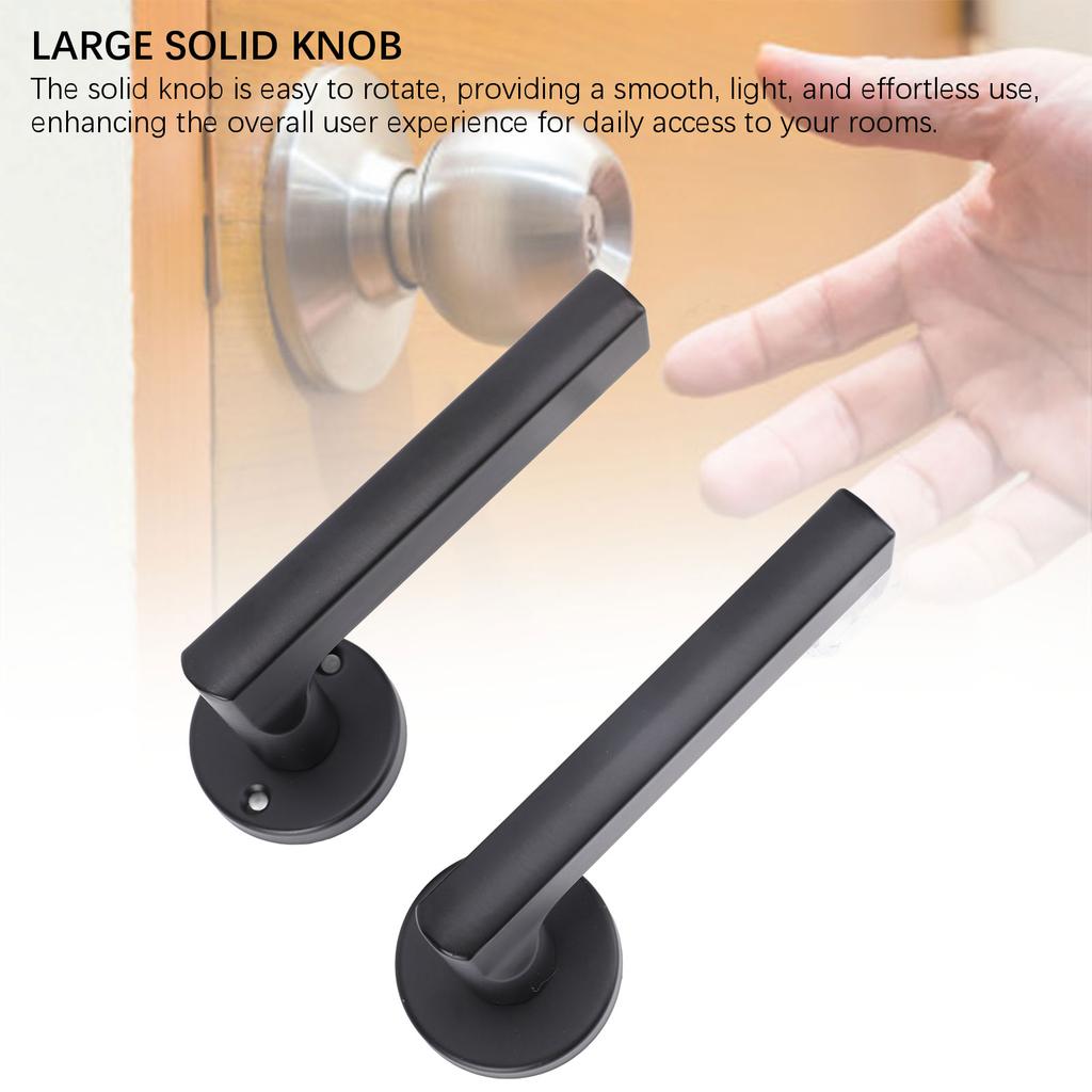 Klamka z Zamkiem na Klucz Duża Solidna Gałka Pogrubiony Panel Aluminium Żelazo Stal Wewnętrzny Zamek do Sypialni Czarny