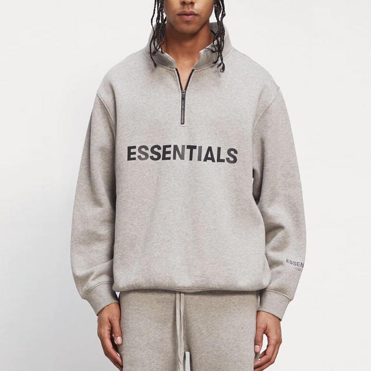 Fear of God Essentials Half-Zip Fleece Pullover Winter Unisex Tops Heather-Oat 0192250500229260