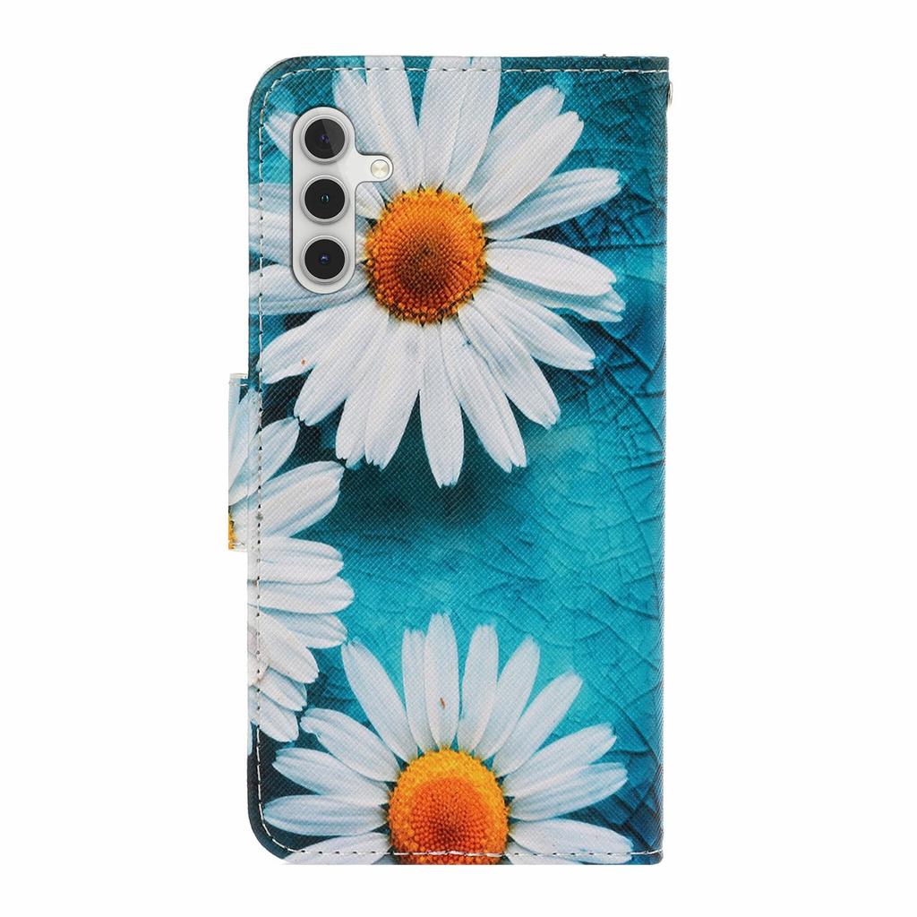 For Samsung Galaxy S25 FE Case Pattern Printing Protective Leather Folio Phone Cover with Wrist Strap