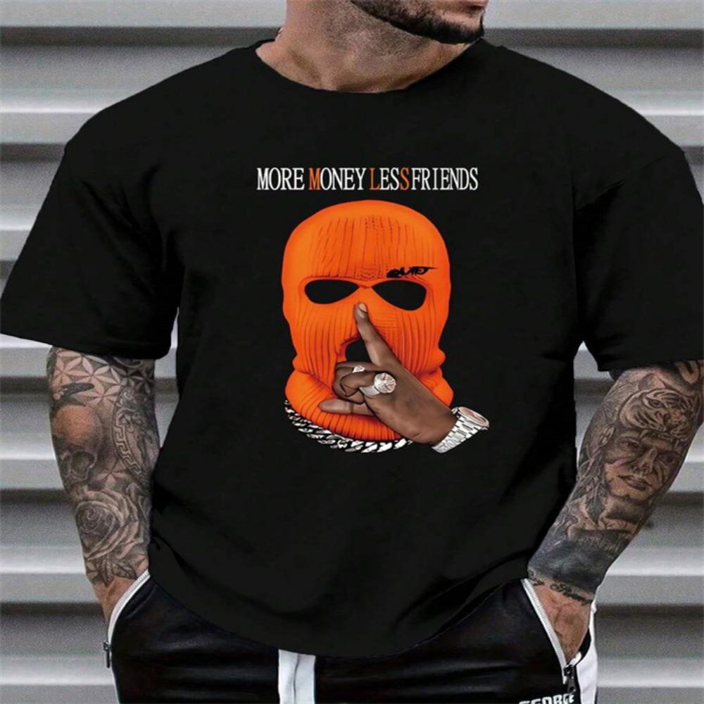 Letní Pánská Trička s Krátkým Rukávem s Módním Ležérním Potiskem 3D Vzorů Písmen s Kulatým Výstřihem