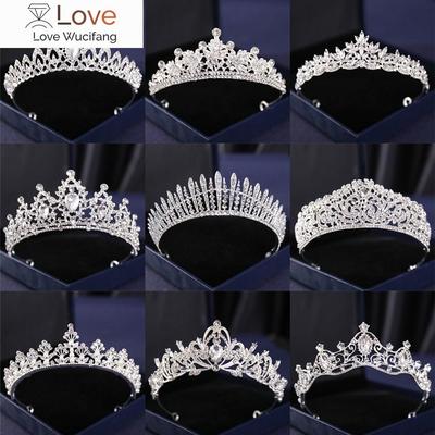 Sølvfarge Crysta Kroner Og Tiaraer Barokk Vintage Krone Tiara For Kvinner Brudekonkurranse Prom Diadem Bryllup Hårtilbehør