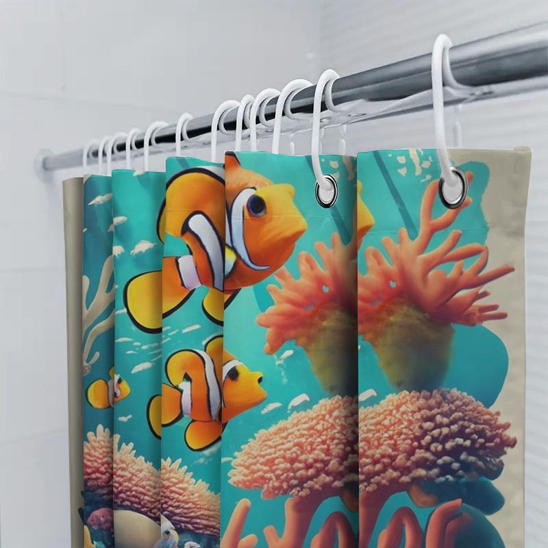 3D tištěný koupelnový sprchový závěs s potiskem ryb, korálů a akvária, voděodolná tkanina, dekorativní domácí vana, podšívka, doplňky v Ki