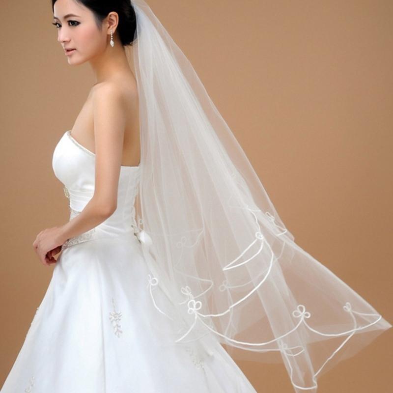 Wedding Tulle White Beige Black Red Bridal Veils Elegant Women Accessories Long Women Veil for Marriage Registration