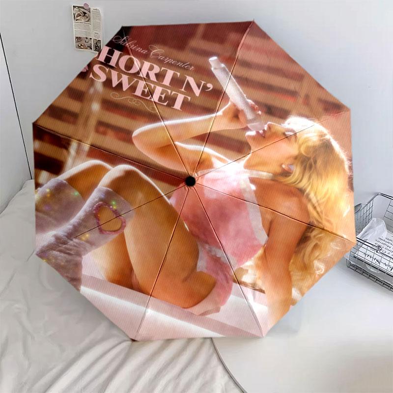 Sabrina Carpenter pattern, automatic folding umbrella, portable and foldable design, 8 ribs, a Christmas or birthday gift.