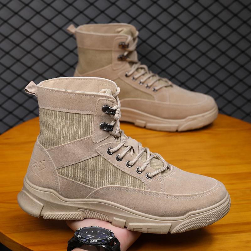 Martin boots men's autumn and winter new canvas versatile medium tube retro tooling high-top breathable shoes construction site work shoes