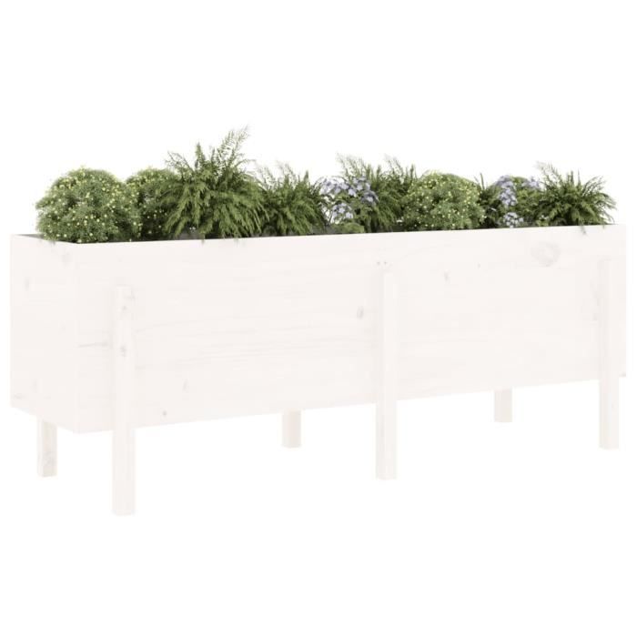 VidaXL Lit surélevé de jardin blanc 160x50x57 cm bois de pin massif 825220