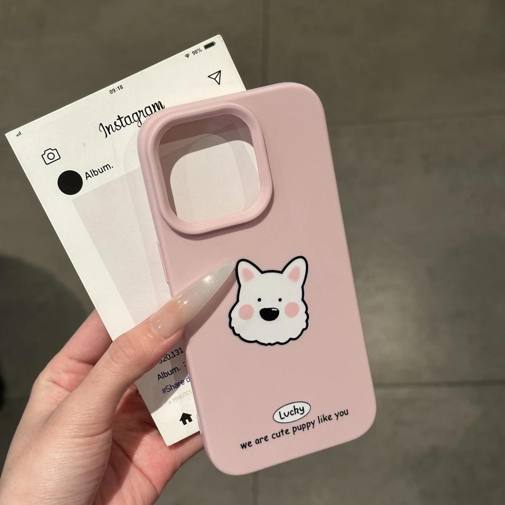Cute Puppy Applies To Apple IP17promax Mobile Phone Case 16 Liquid Glutinous Rice 14 Matte 13 Men and Women 15 Large Holes