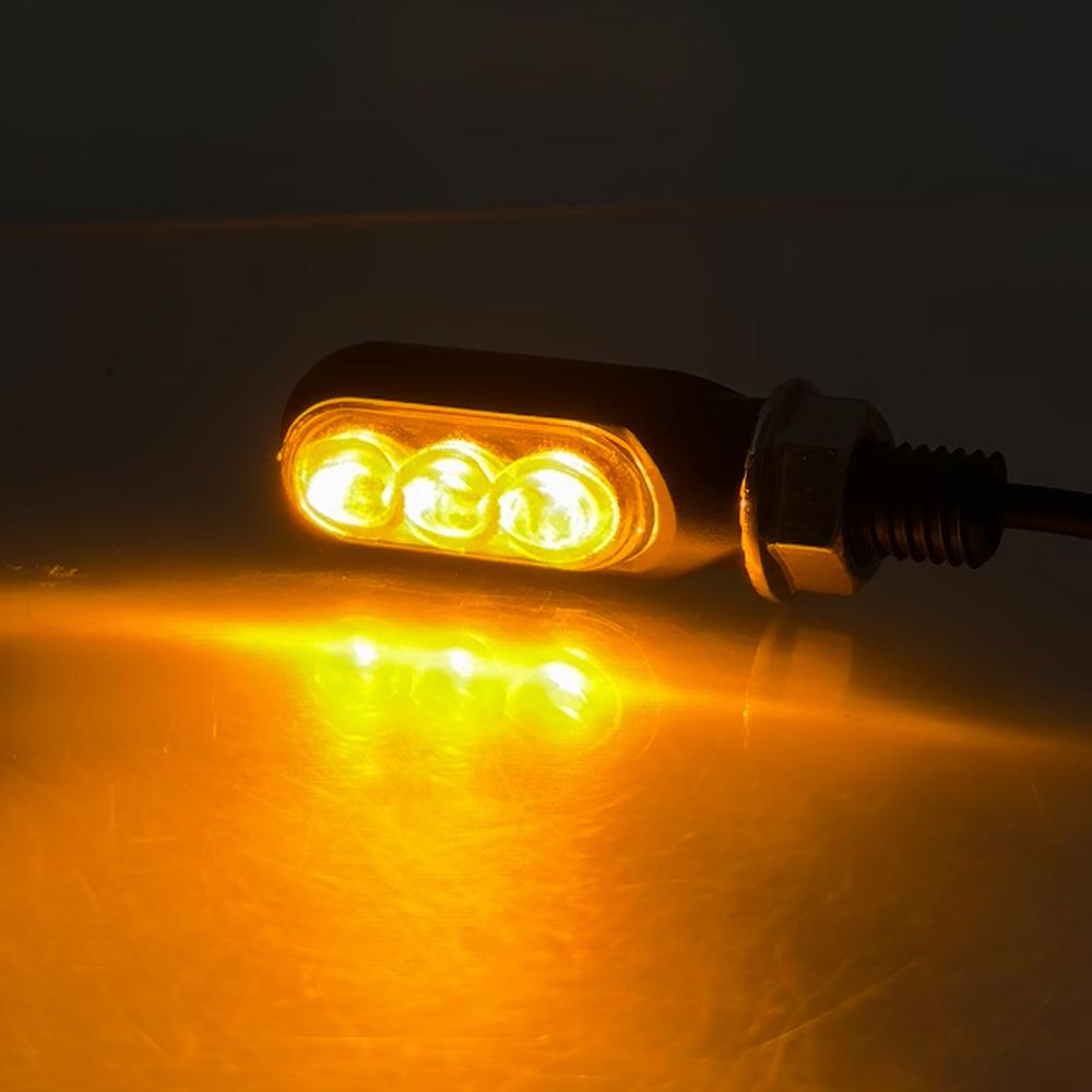 3SMD LED 12V 3000K 1200LM Tail Lamps Yellow Lights M10 Screw Motorcycle Turn Signal Lights Flashing Universal Mini Blinker