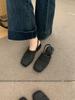 First Encounter Bohemian Style Linen Woven Breathable After Empty Bag Head Half Slippers Women'S Flat Bottom Outer Wear