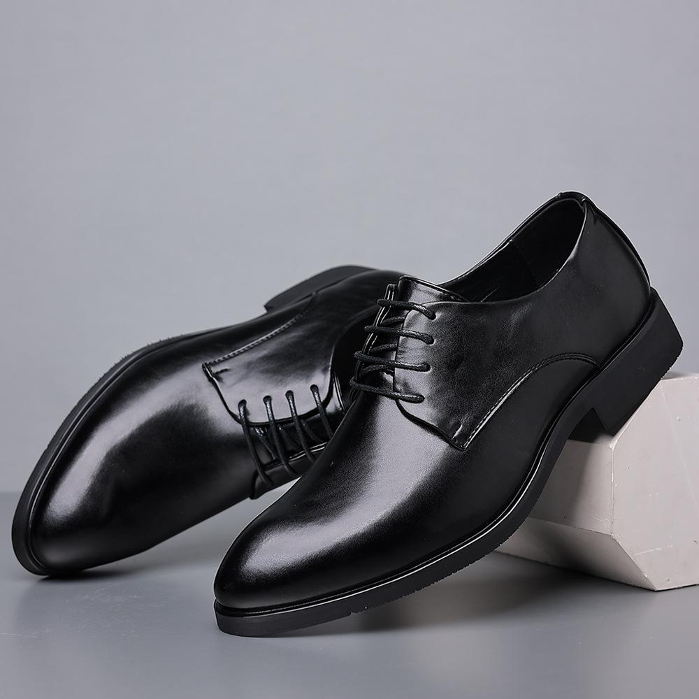 Leather shoes men's 2025 spring trend versatile business formal youth British four season wear-resistant casual men's shoes