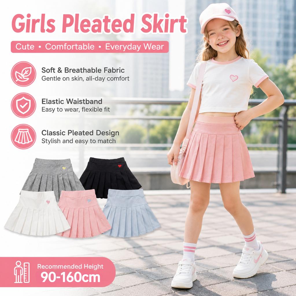 Girls' New All-Match Pleated Culottes Summer Skirt Inner Safety Pants Student Uniform Skirts