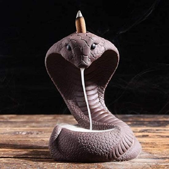 Resin Back Flow Smoke Fountain Incense Holder Nag and Snake Ganesha Incense Burner with 30 Back Flow Incense Stick Holder Cones for Pooja,
