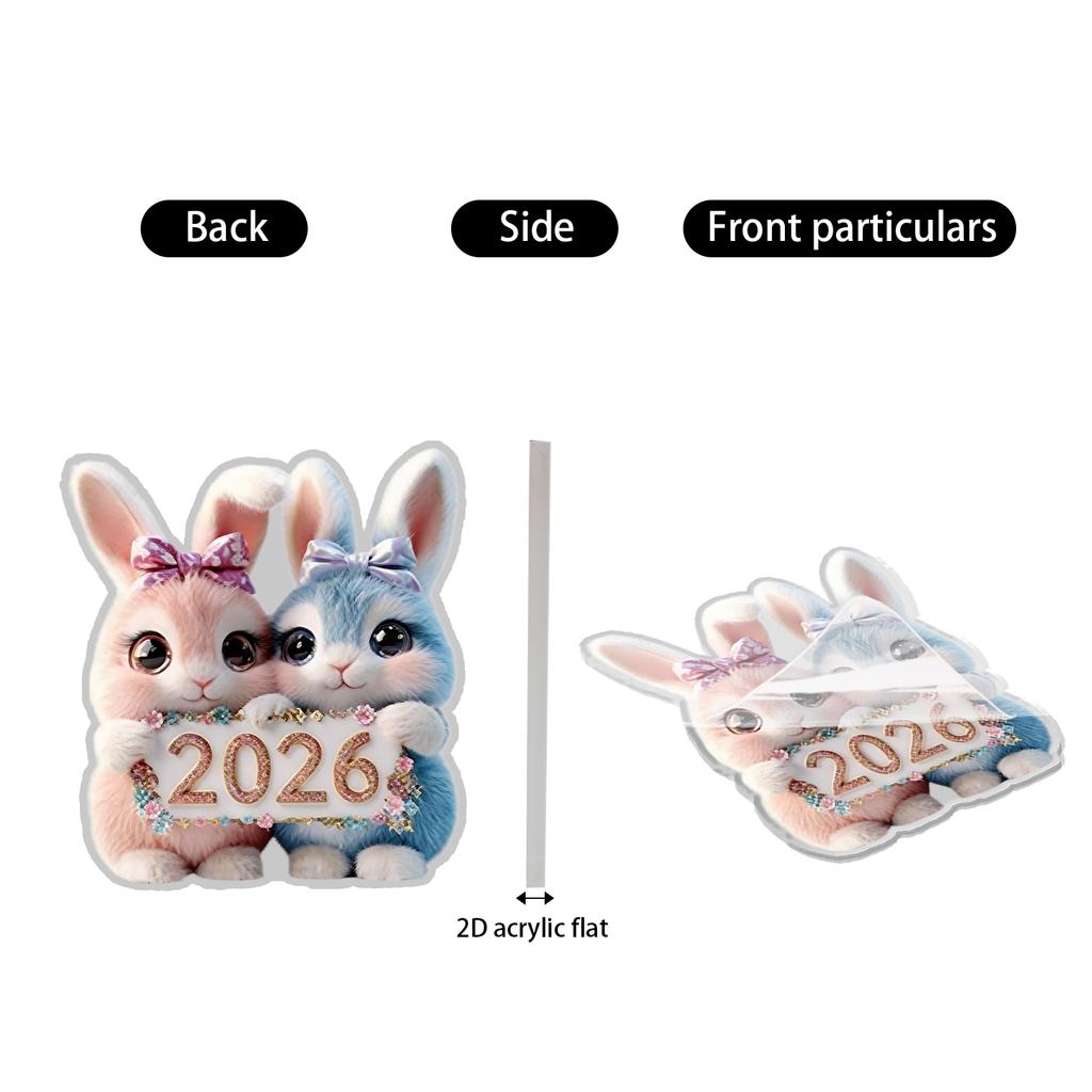 Adorable Acrylic Easter Ornament For Featuring A Pair Of Newborn Rabbits And A Shimmering Light Egg With A Beautiful Bow