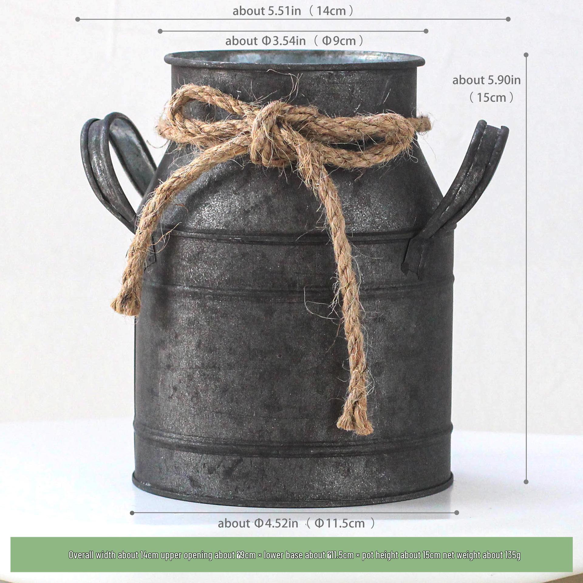 

Антична бронзова залізна ваза для квітів у формі бідона для молока для садівництва та домашнього декору