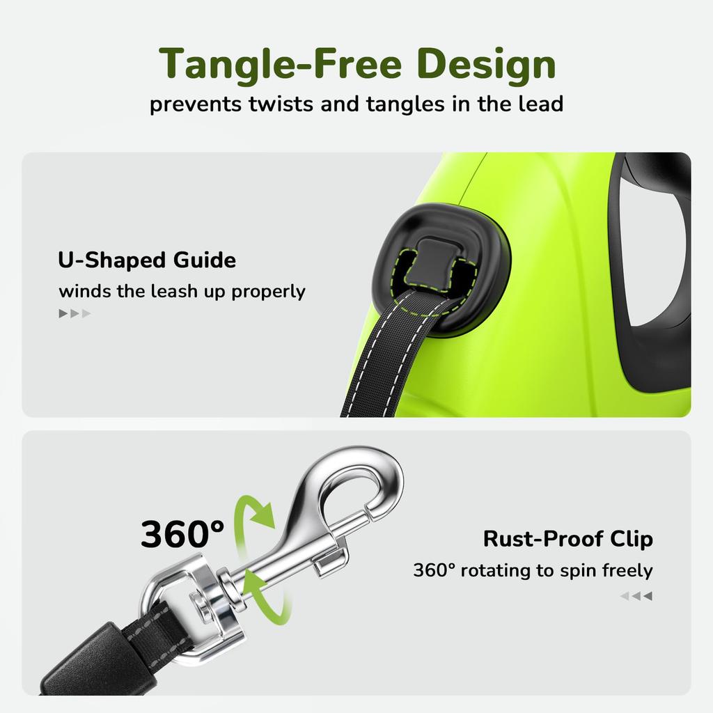 Pecute Ausziehbar 10m Einziehbare Hundeleine Glatt Starkes Nylon Geeignet für Mittelgroße und Große Belastbarkeit 50kg Leine, Lang, Leine, Aufrollend, Band, Pause,