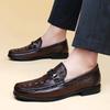 New Large Size 46 First-layer Cowhide Loafers Men's Fashion Crocodile Pattern Beanie Shoes British Business Casual Shoes Foreign Trade