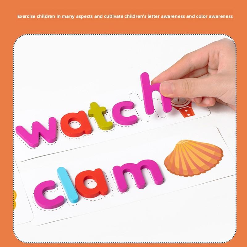 Children Letter Wooden Spelling Word Game English Cognitive Matching Toy Puzzle