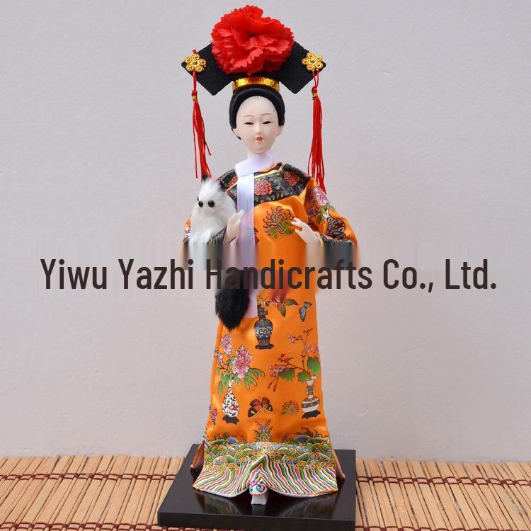 Seidenpuppenpuppe einer Prinzessin der Qing-Dynastie - Haus- & Hoteldekoration, Geschenk, Reiseandenken